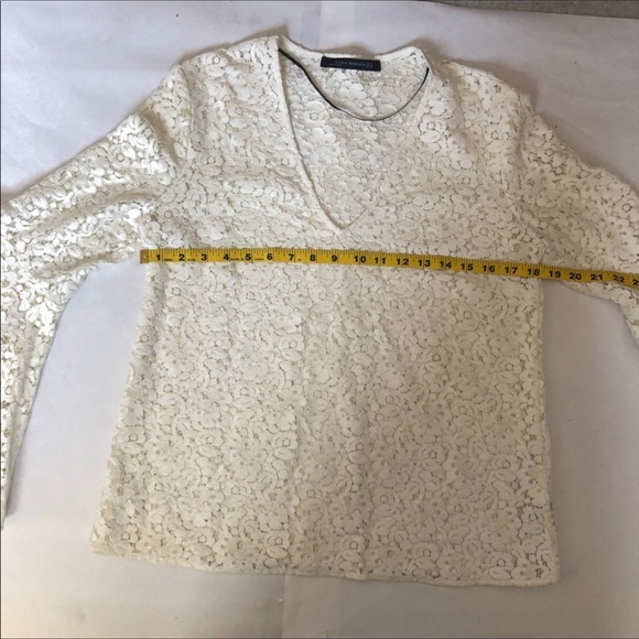 SOLD Zara Crochet Lace Exaggerated Ruffle Bell Sleeve Blouse - Picture 10 of 13